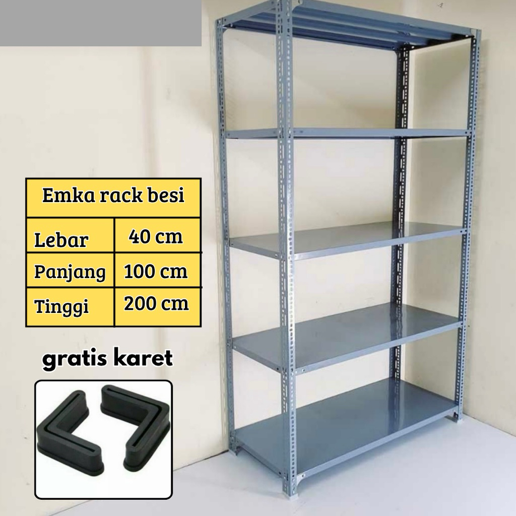 Rak besi 5 susun serbaguna 40 x 100 x 200cm rak gudang