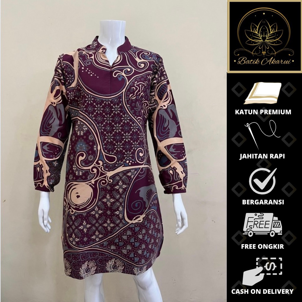 Batik Wanita Modern Baju Batik Tunik Wanita Jumbo Modern Batik Tunik Kerja Wanita Lengan Panjang