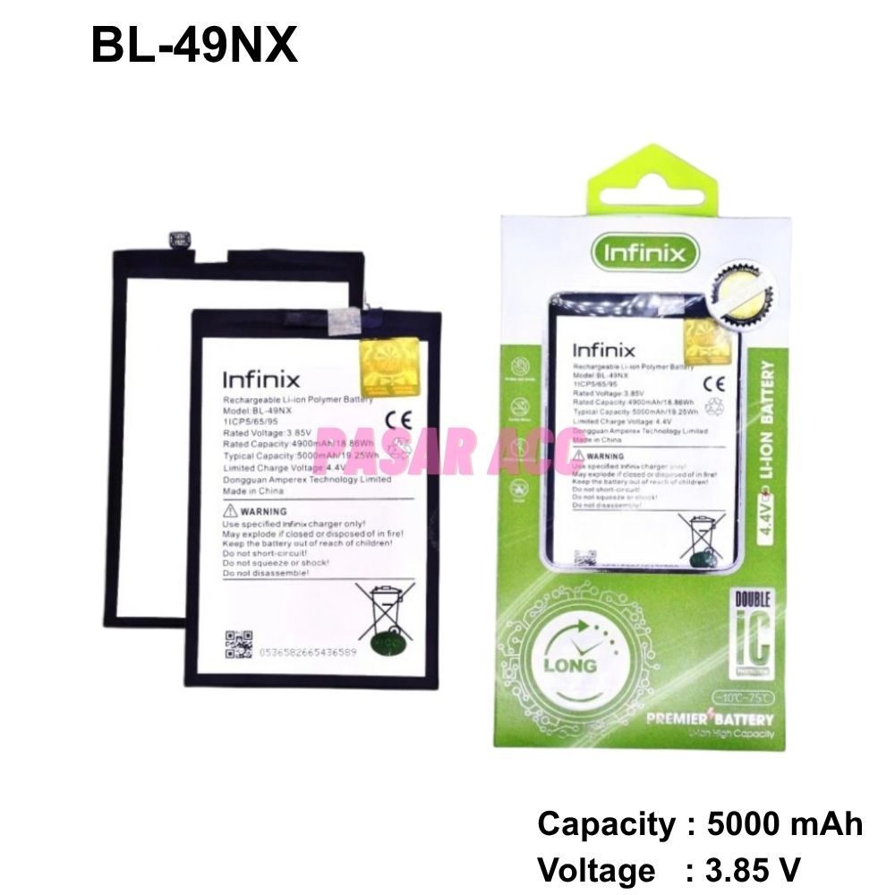 Baterai Infinix Smart 7 - Smart 8 - Smart 9 - Hot 30i - Hot 40i - BL49NX - BL-49NX OEM Double Power
