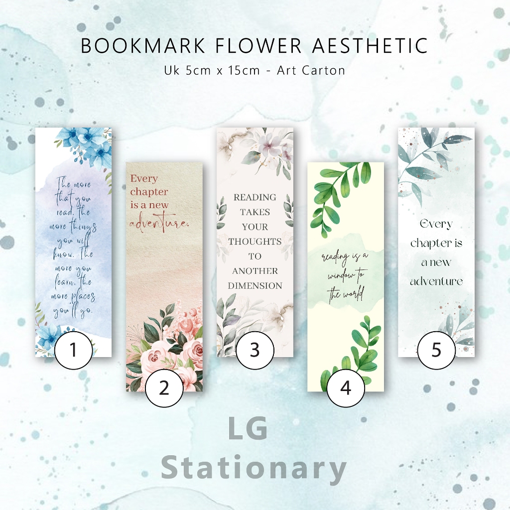

Pembatas Buku Flower Aesthetic / Bookmark 5 x 15 (Set)