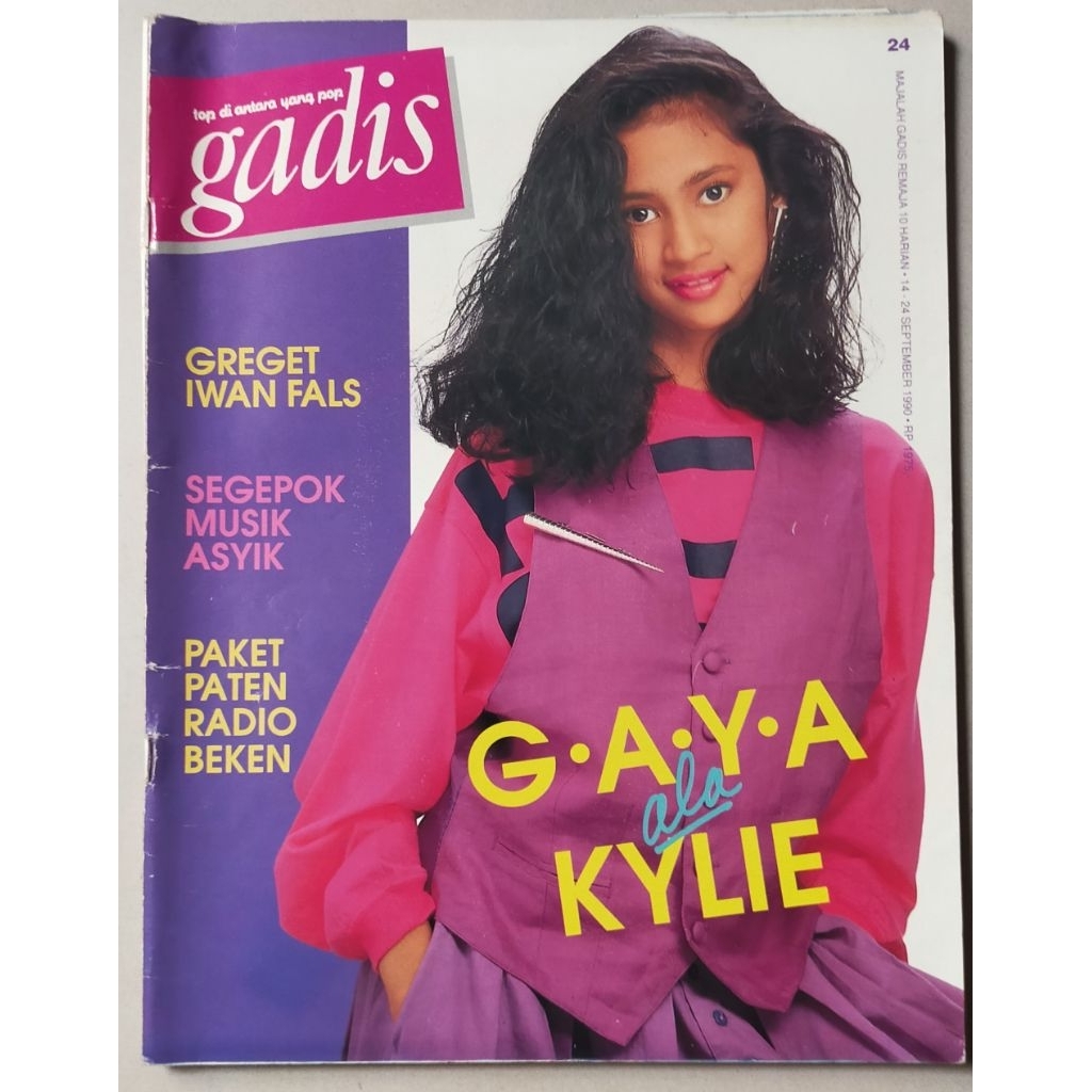 Majalah Gadis 14 September 1990 : Cover Vera - Greget Iwan Fals - Iklan Lux Ida Iasha