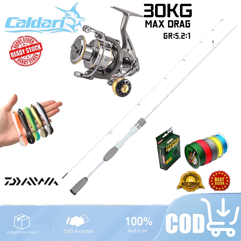 DAIWA Alat Pancing Murah Joran Lentur Murah1.5m-1.98m Joran Pancing 1 Set Murah Alat Pancing Lengkap