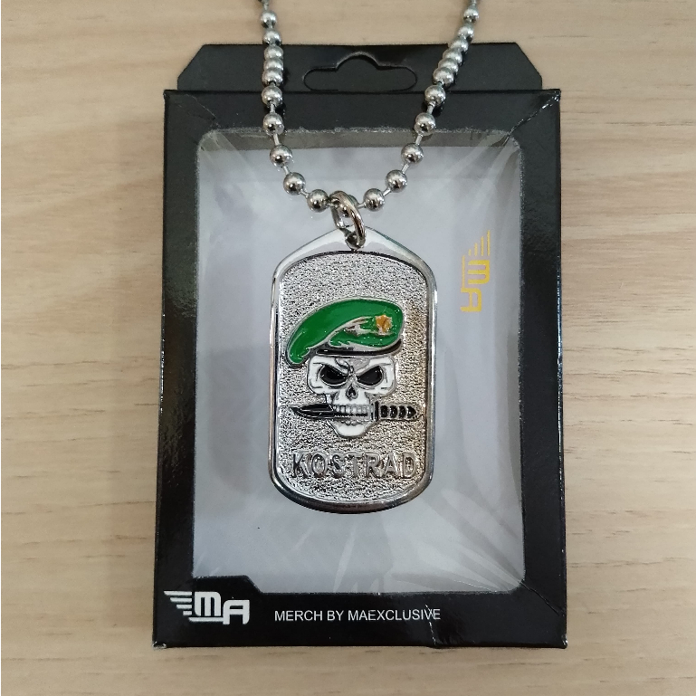 KALUNG KOSTRAD TENGKORAK DOG TAG LOGO KALUNG RANTAI PRIA WANITA KALUNG BARET TENGKORAK KOSTRAD