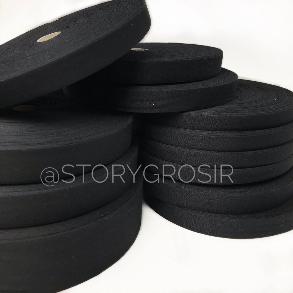 

1 METER - LABEL PITA KATUN POLOS HITAM | LABEL HIJAB | LABEL BAJU