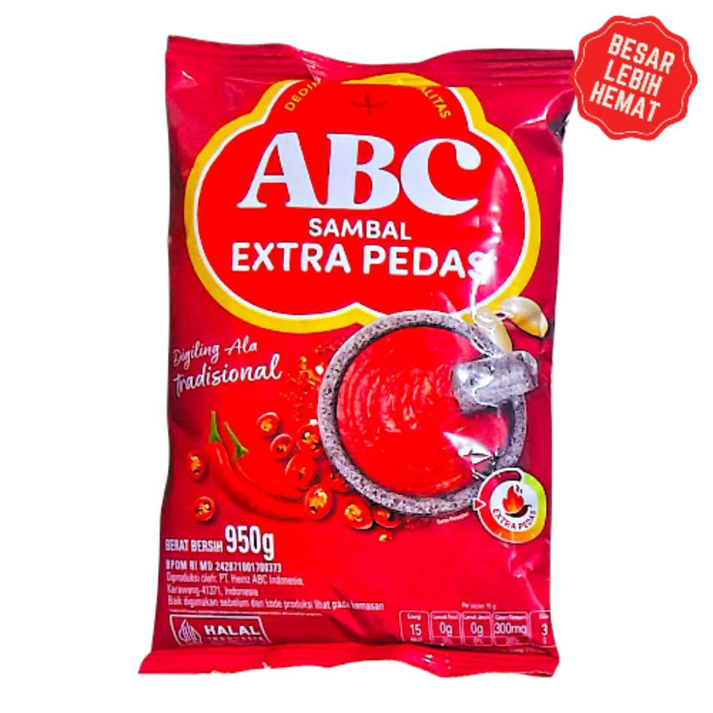 

ABC SAMBAL EXTRA PEDAS POUCH 950g – Sambal Pedas Jumbo untuk Usaha Kuliner, Katering & Dapur Rumahan – Hot Chili Sauce – Semakin Besar Semakin Hemat - Beli Banyak = Makin Murah!!!