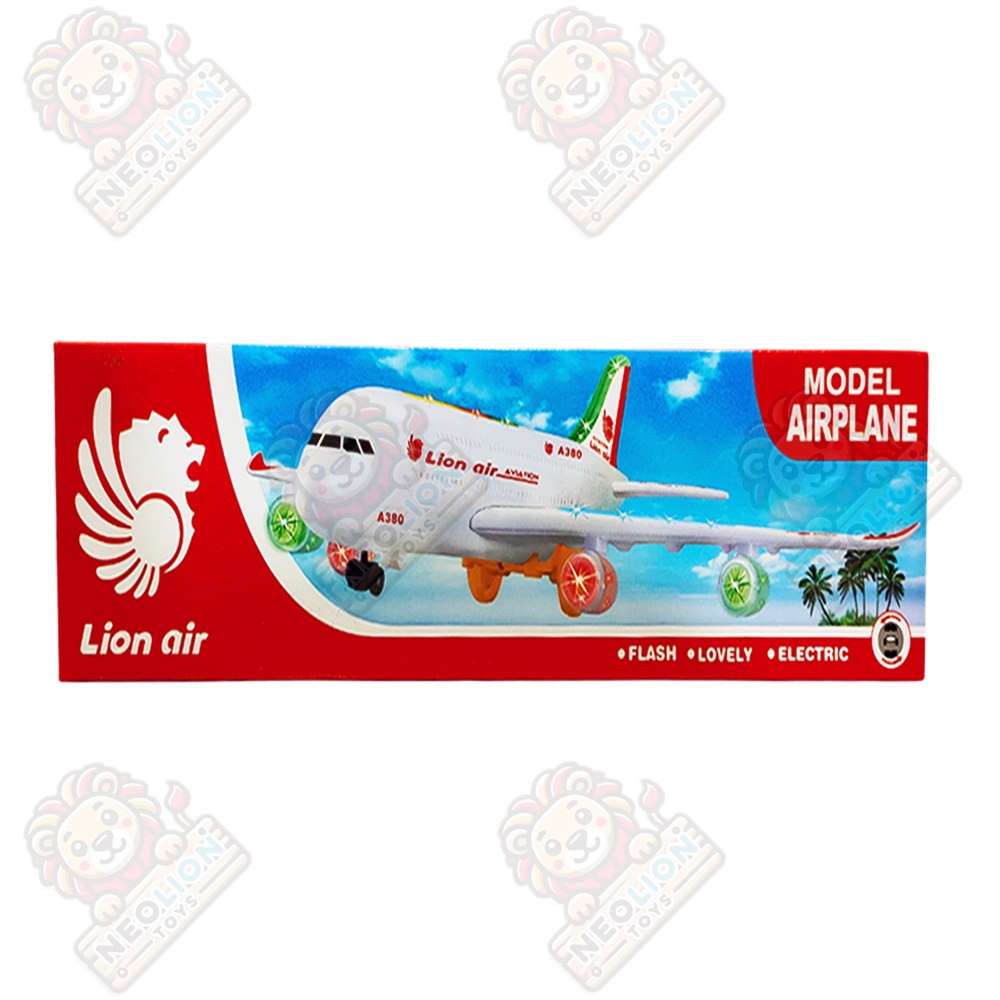 Mainan Anak Baterai Pesawat Terbang Airplane Airbus Lion Air Lampu Suara A330-130LI