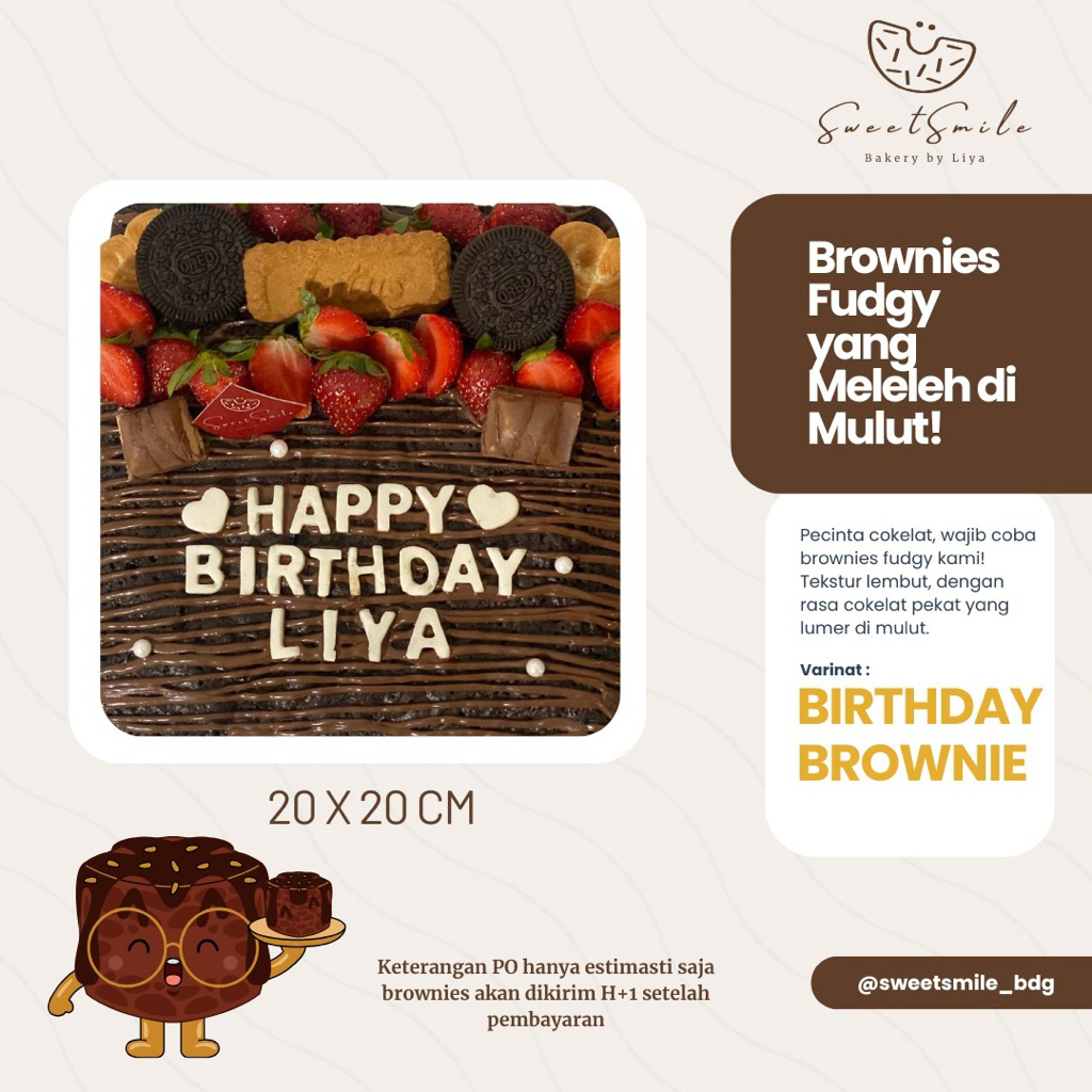 

birthday fudgy brownies (bisa custom tulisan) size 20x20cm