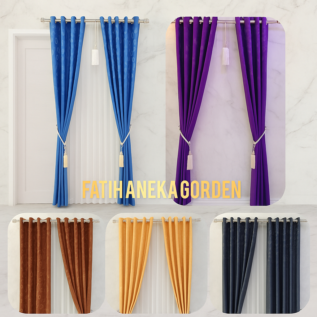 GORDEN JENDELA MOTIP POLKADOT-HORDENG JENDELA PENDEK -GORDEN MURAH TEBAL