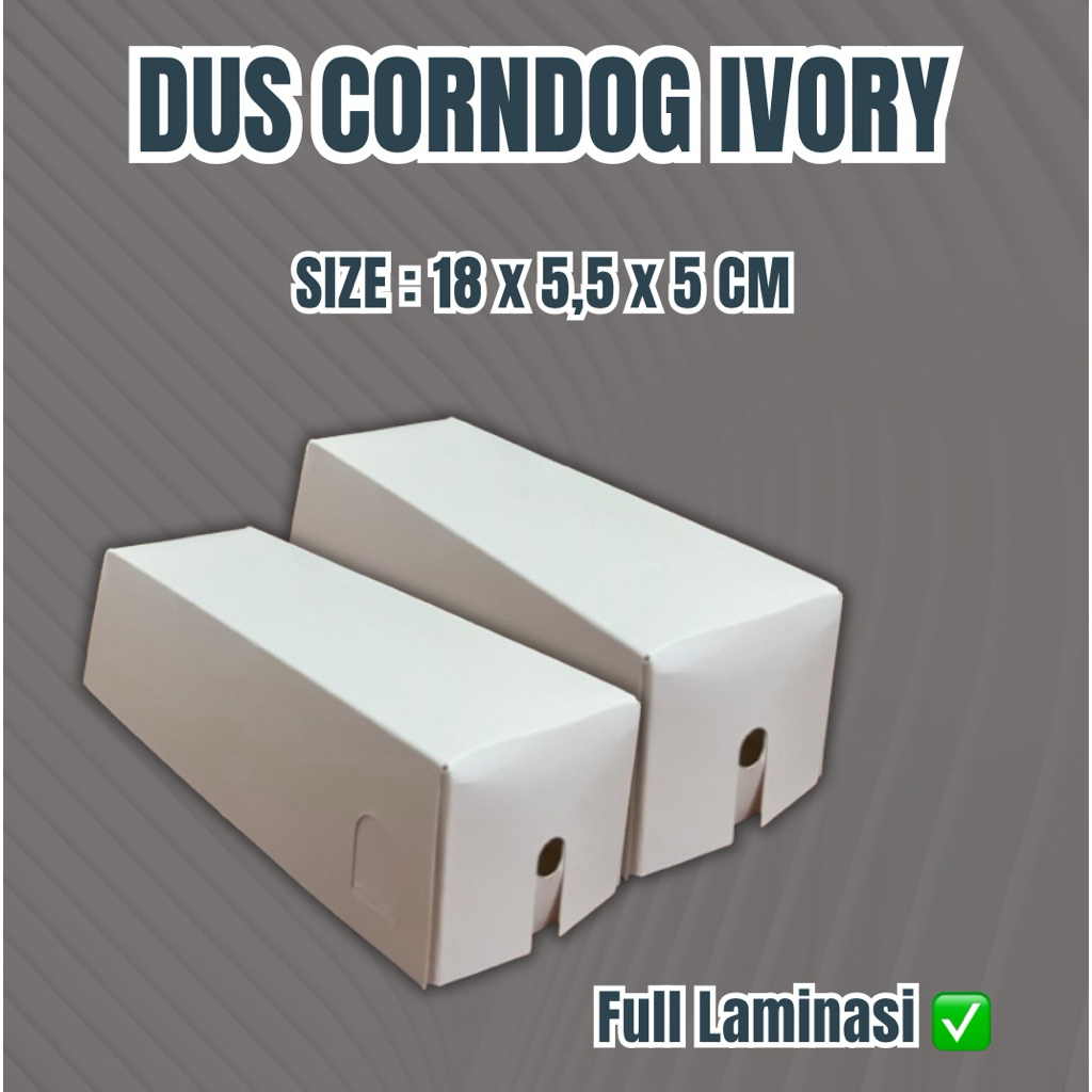 

DUS CORNDONG IVORY - Box corndog putih TERMURAH 18 x 5,5 x 5 CM full laminasi