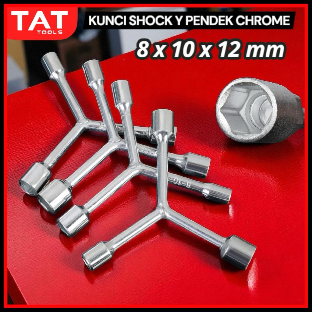 Kunci Shock Y Stainless Pendek 8x10x12 10x12x14 / Kunci Sok Y Chrome 8*10*12 / Kunci Sok Y 10*12*14 