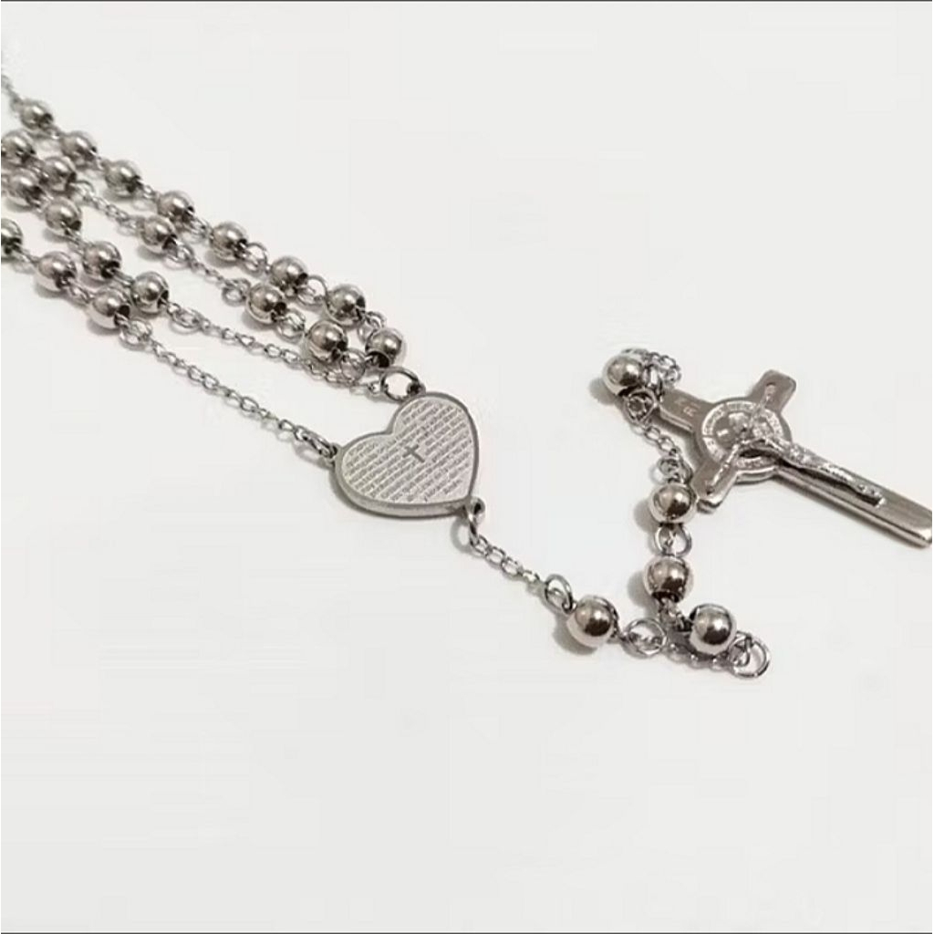 ANYAR/Kalung rosario titanium silver antikarat