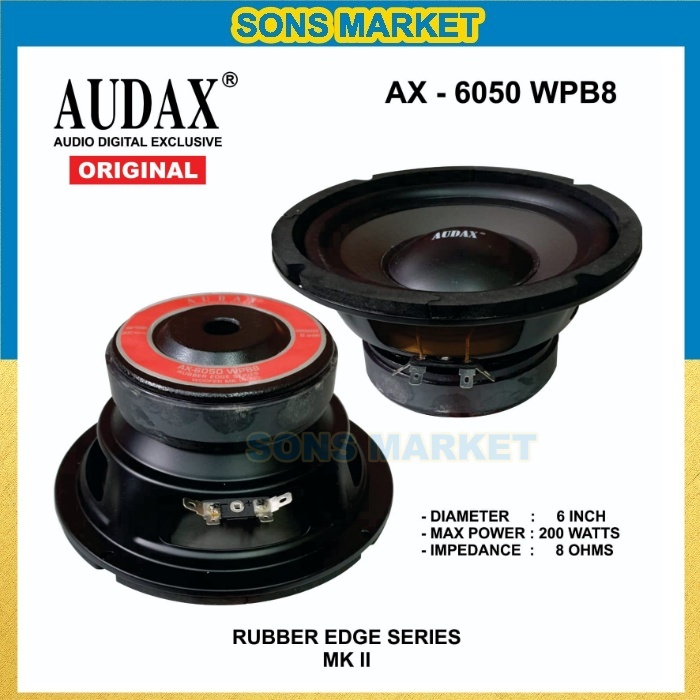 SPEAKER WOOFER 6inch AUDAX AX6050 WPB8 AX 6050 6in ORIGINALAUDAX INDONESIA 200 Watt