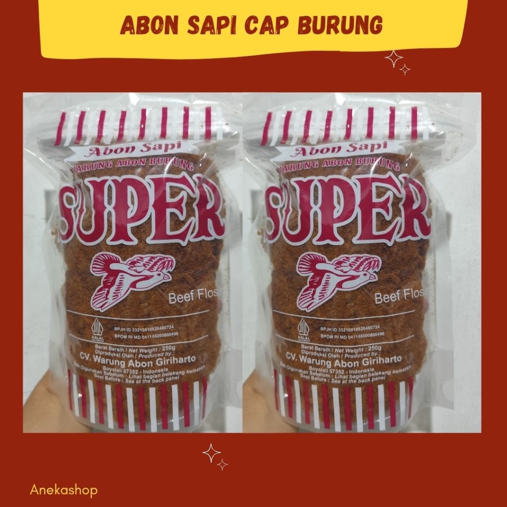 

Abon sapi super cap burung 250 gram