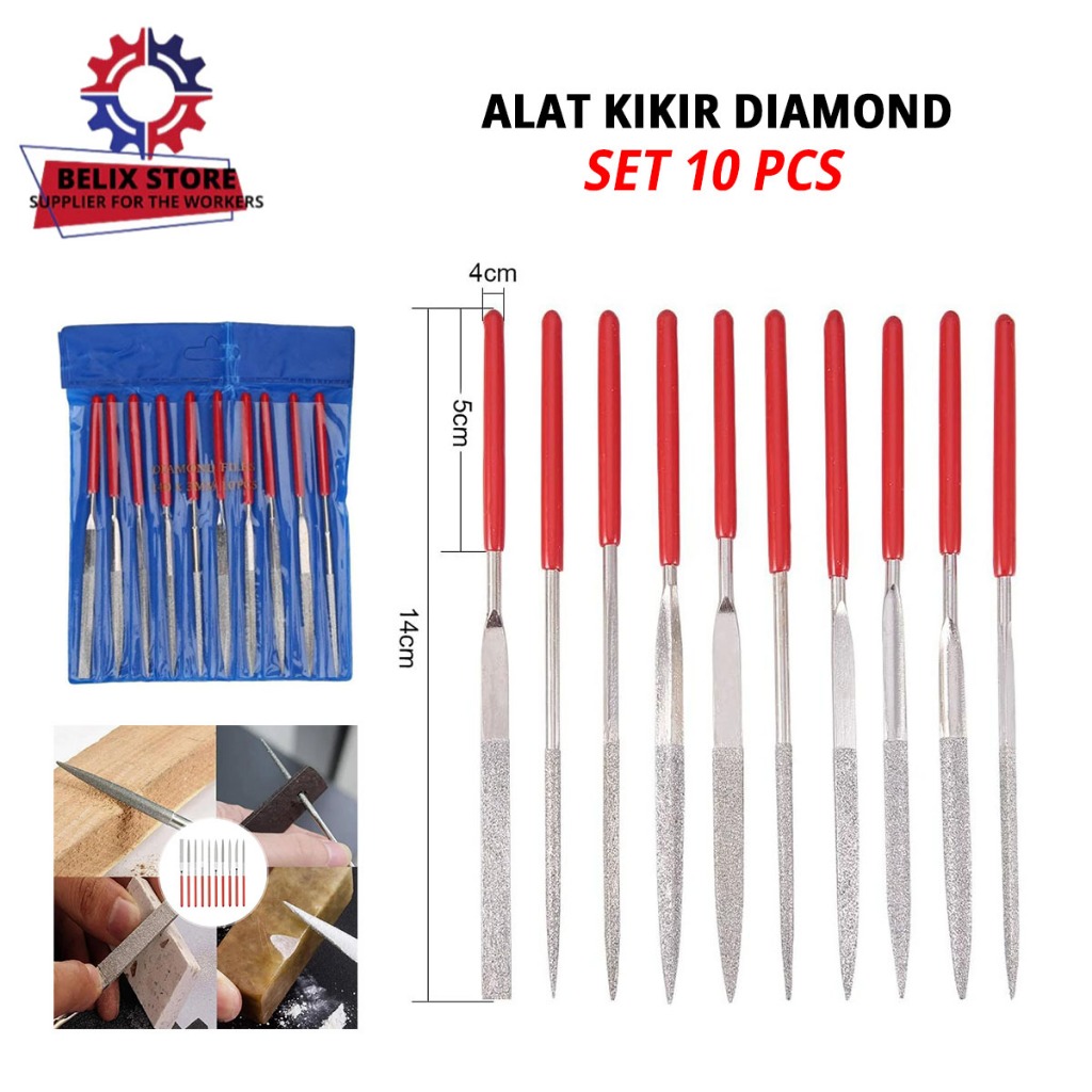Alat Kikir Mini Diamond Set 10 pcs Stainless Steel Alat Ukir Asah Logam Diamond besi