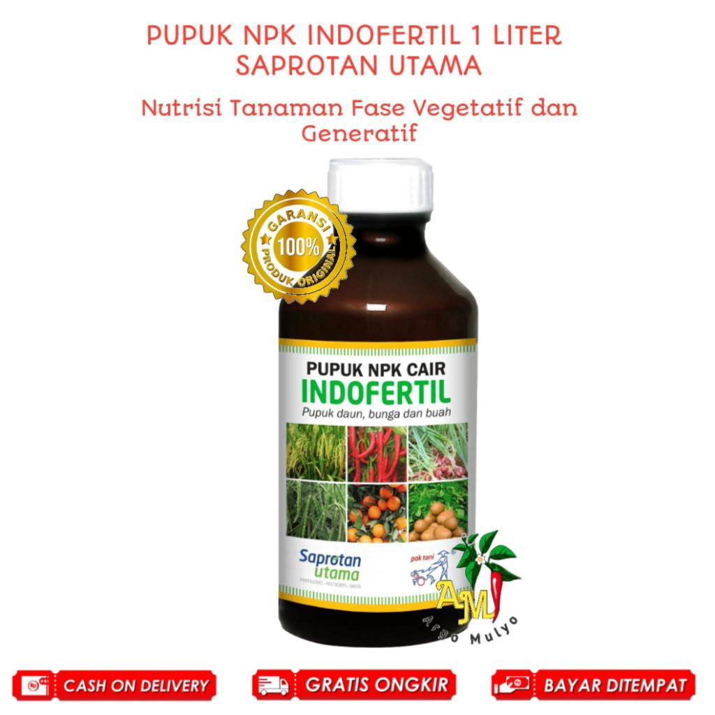 Pupuk Nutrisi NPK Cair INDOFERTIL -1 Liter Makro Mikro Untuk Daun dan Bunga Tanaman