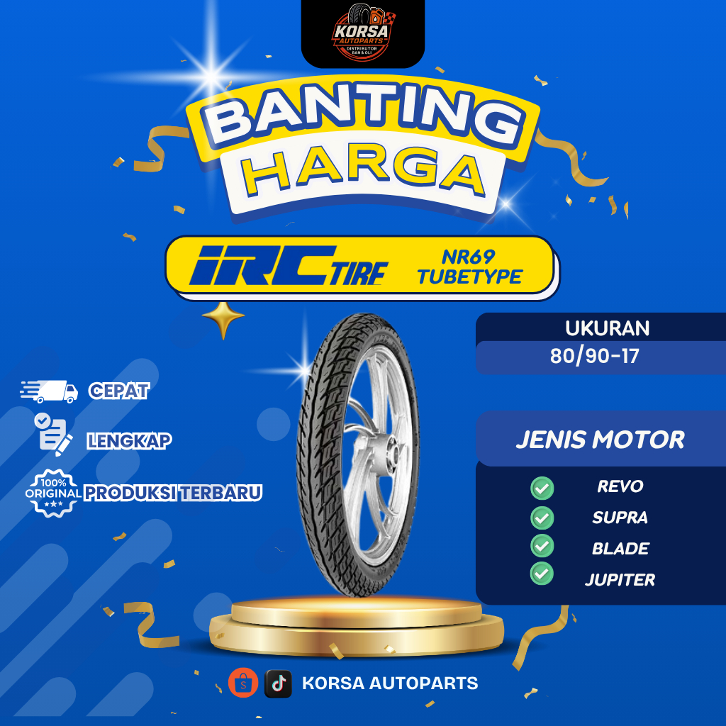 IRC BAN MOTOR 80/90-17 NR 69 BAN LUAR TUBETYPE