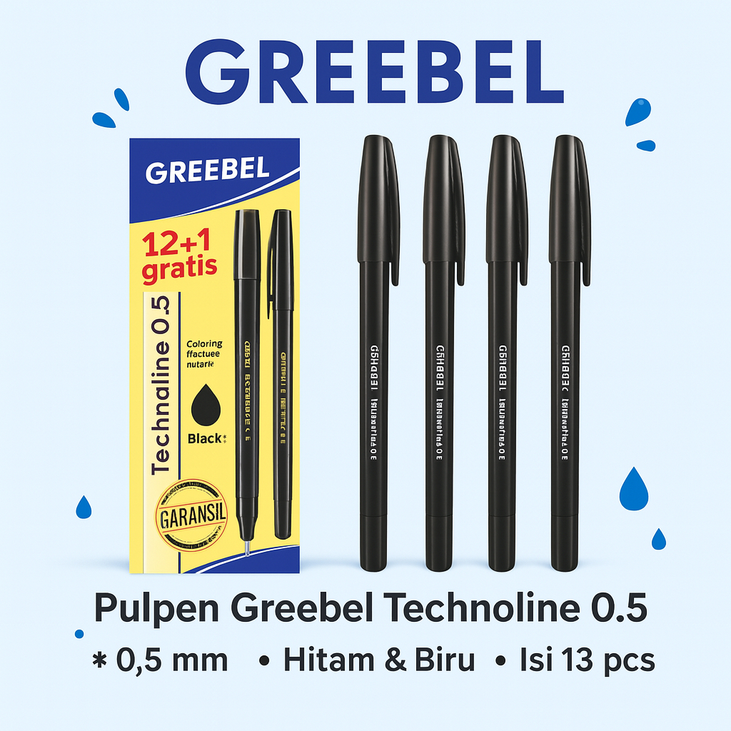 

Pulpen Greebel 0.5mm Gel Pen 12 Pcs Kemasan Aman Alat Tulis Tebal