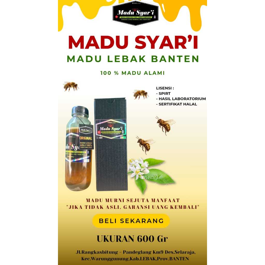 

Madu Syar'i 600g - Madu Asli - Madu Murni 100%