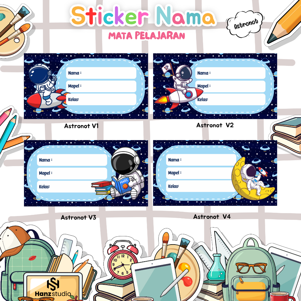 

Sticker Nama Astronot - Sticker MATA PELAJARAN - Sticker Mapel Custom isi 44 pcs