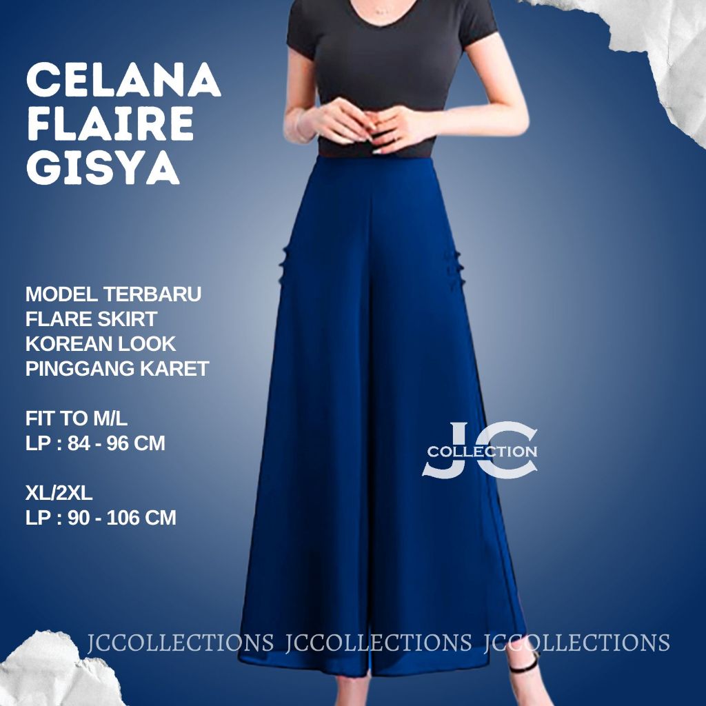 new celana kulot korea style wanita dobel layer & pita / celana panjang wanita sifon korean style
