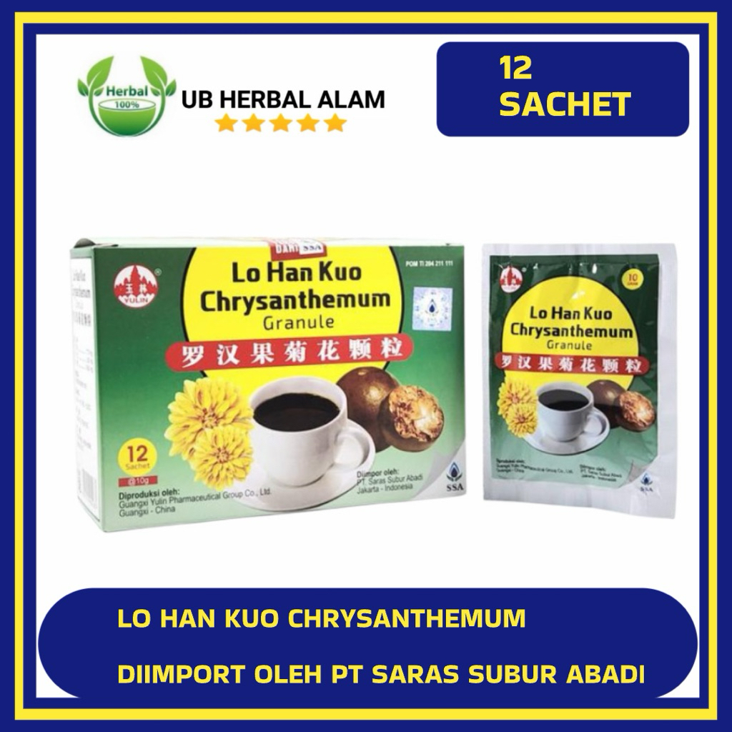 

Lo Han Kuo chrysanthemum GARNULE isi 12 sachet SSA BPOM / minuman herbal radang tenggorokan batuk sariawan panas dalam manjur