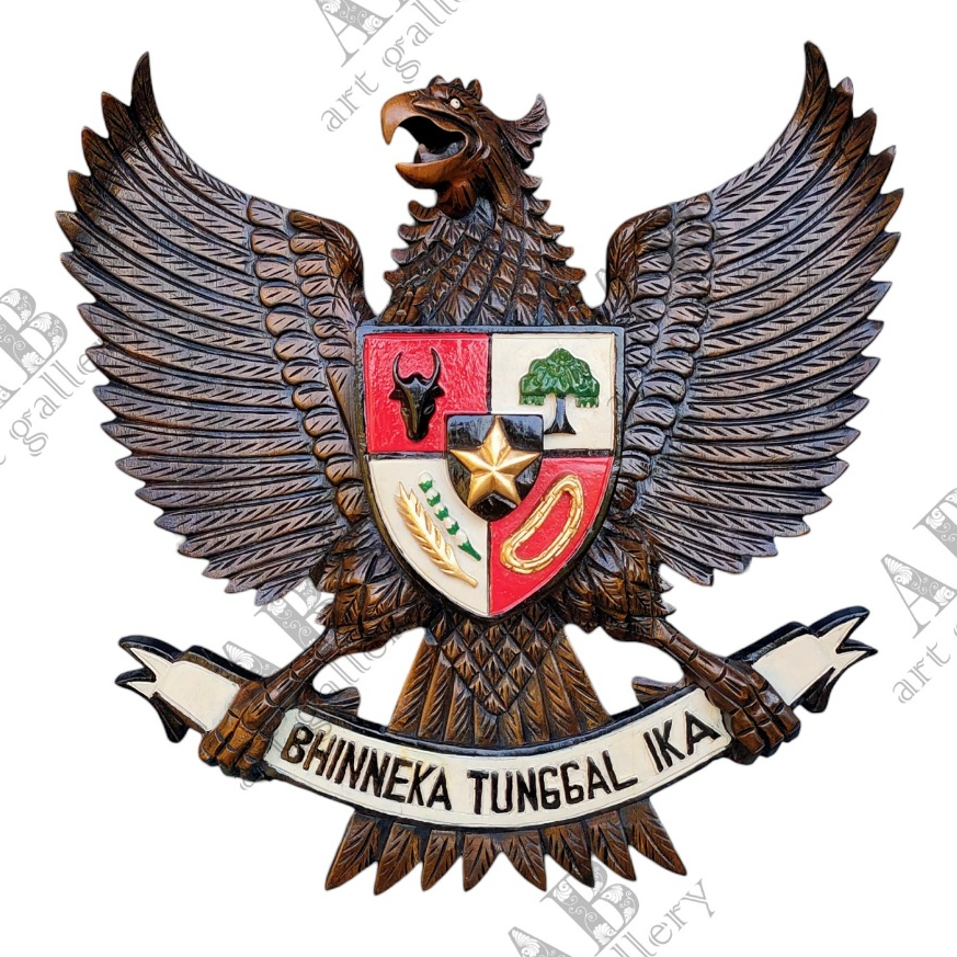 Lambang Garuda Pancasila Ukiran Kayu Jati Antik Ukuran 40-50cm