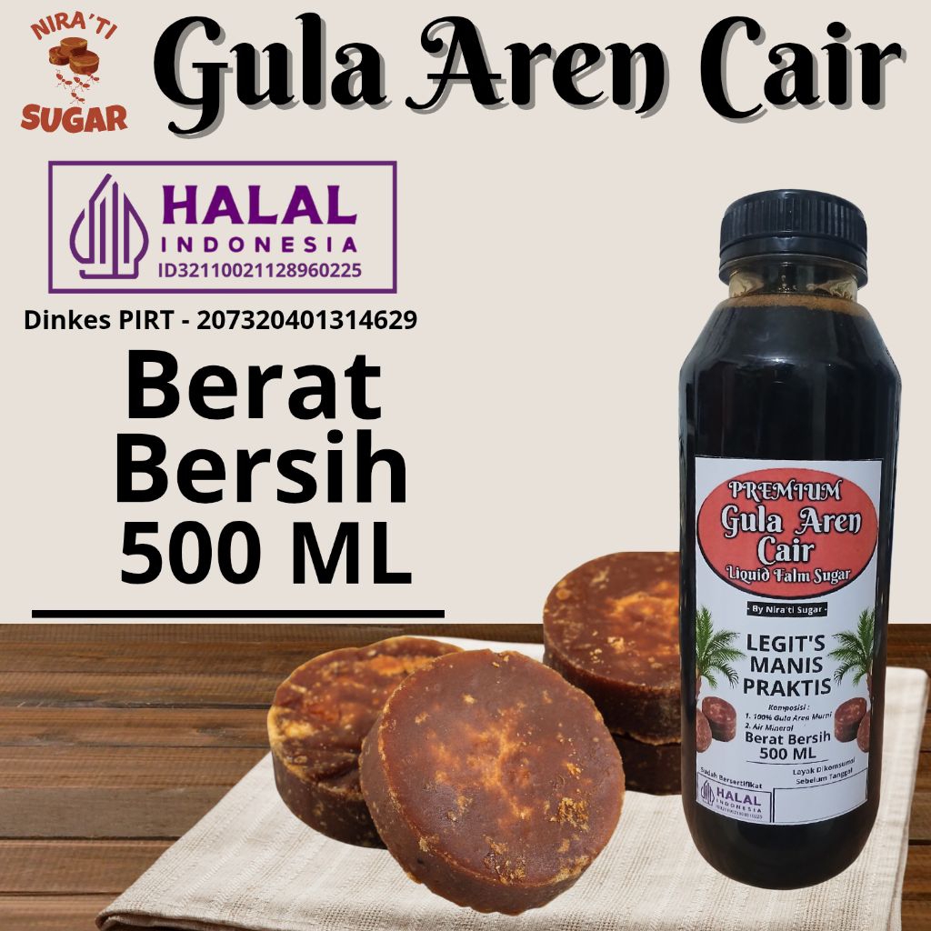 

Nira'ti Aren Sugar - Premium Gula Aren Cair Legit's Manis Dan Praktis 500 ML