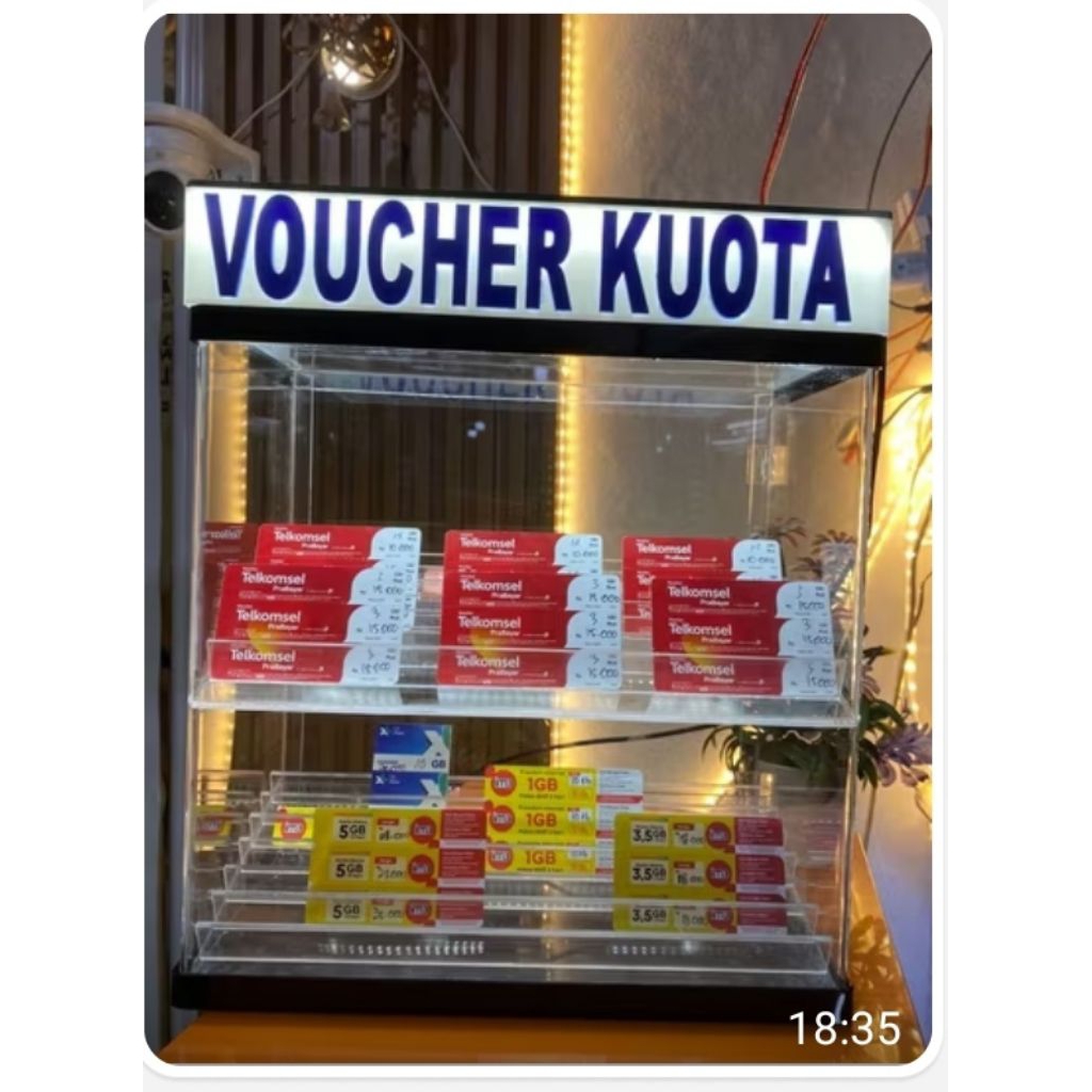 Tempat Akrilik Voucher kuota 3 Tingkat