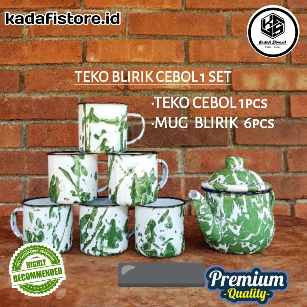 Teko blirik jadul cebol 1set/Teko blirik jadul/Teko jadul blirik/teko gelas 1 set jadul