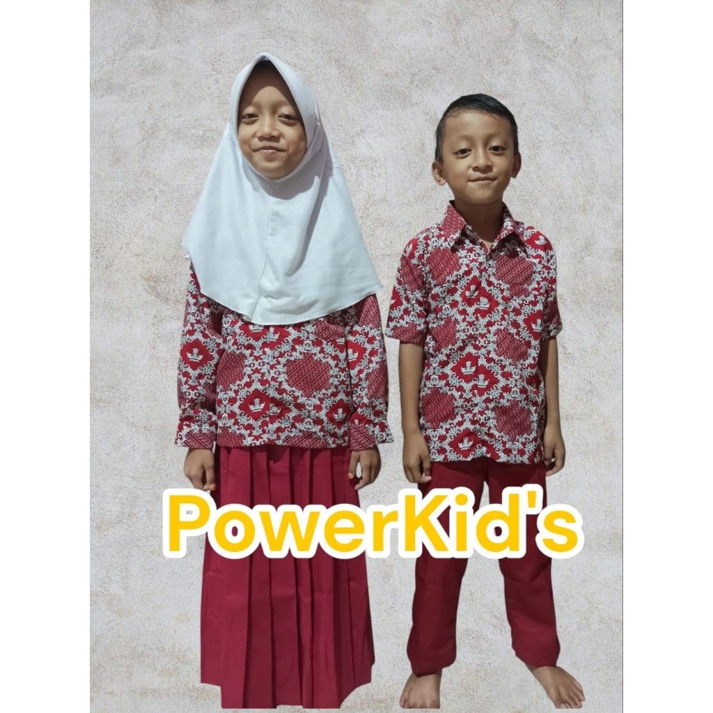 Seragam Batik Merah SD NEGERI motif Lereng