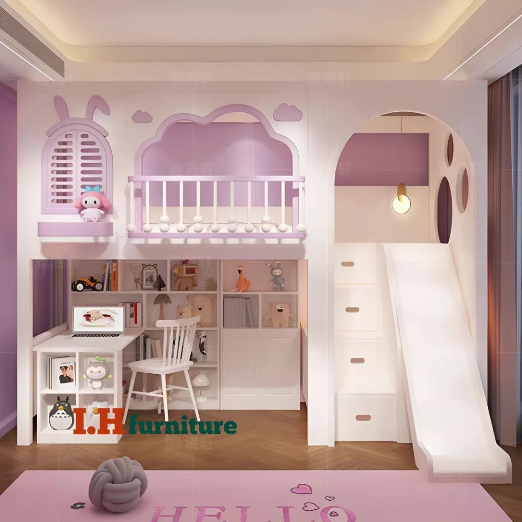 Ranjang tingkat anak , tempat tidur anak perempuan , tempat tidur lucu , tempat tidur custom