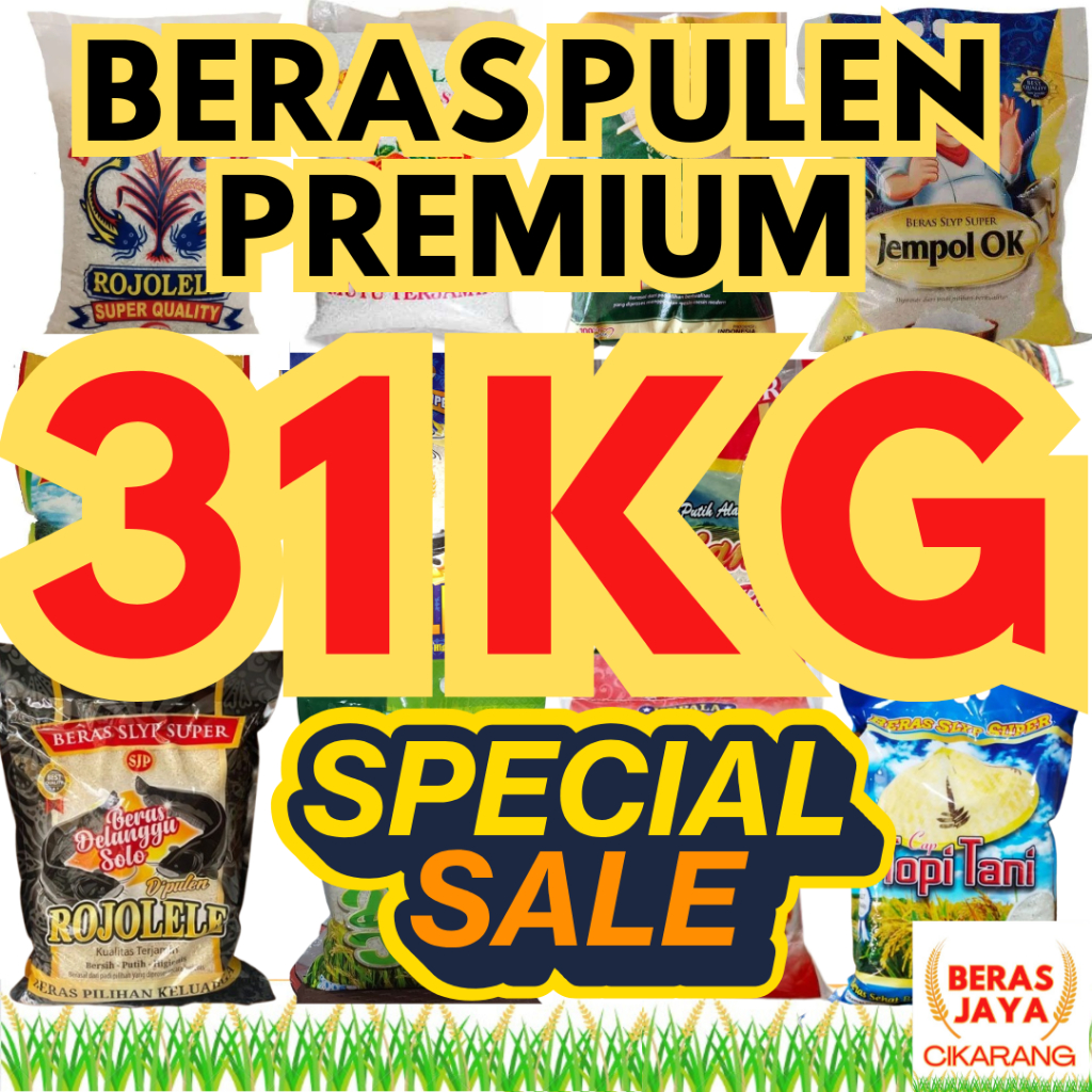 

(SPESIAL SALE SHOPEE!!) Promoo Beras Kualitas Terjamin Bersih Bebas Kutu Super Pulen 31 kg Murah
