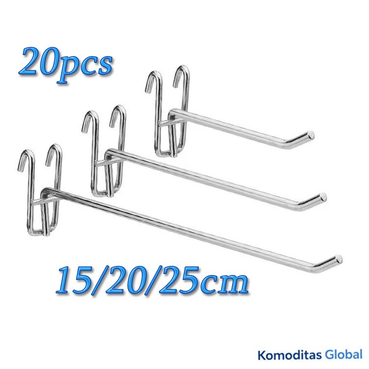 20 Cantolan Gantungan Ram Besi Chrome | 3 Ukuran: 15/20/25cm | Hook Kawat