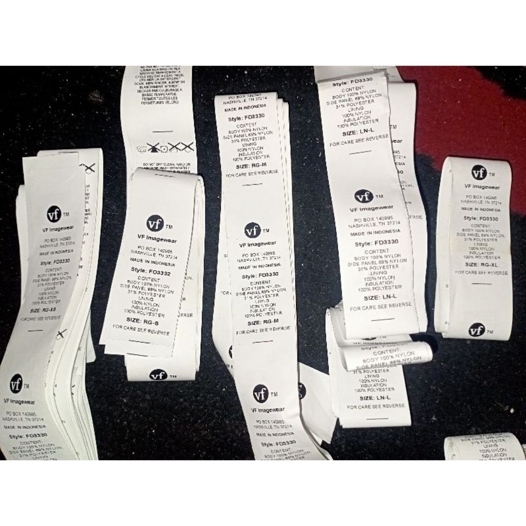 

label merek size wash tag label vf imagewear