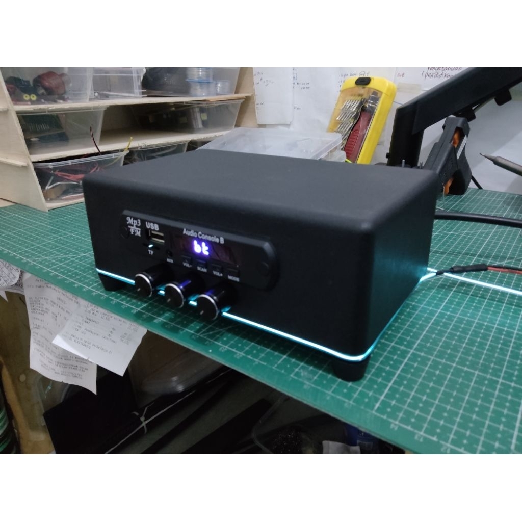 KIT Power Ampifier 2.1 Channel TPA3116D2 + Bluetooth MP3 + PSU 12V 6A + Lampu Neon Ice Blue