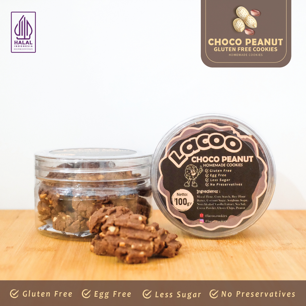 

Choco Peanut Cookies 100gr - Gluten Free Cookies - Egg Free - Lacoo Cookies