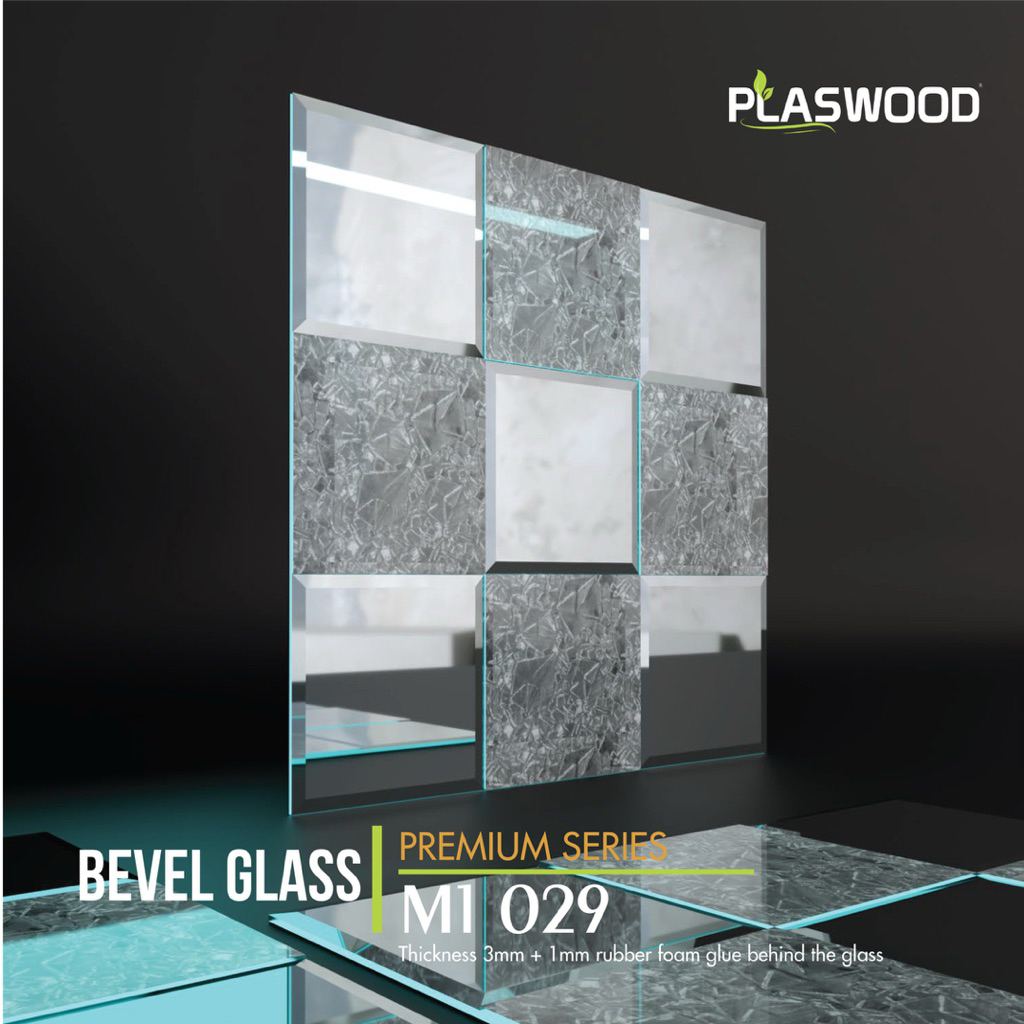 【READY】Kaca Bevel Minimalis Premium 30x30 Cermin Bevel Motif Mewah Interior Desain Ruangan Bevel Gla
