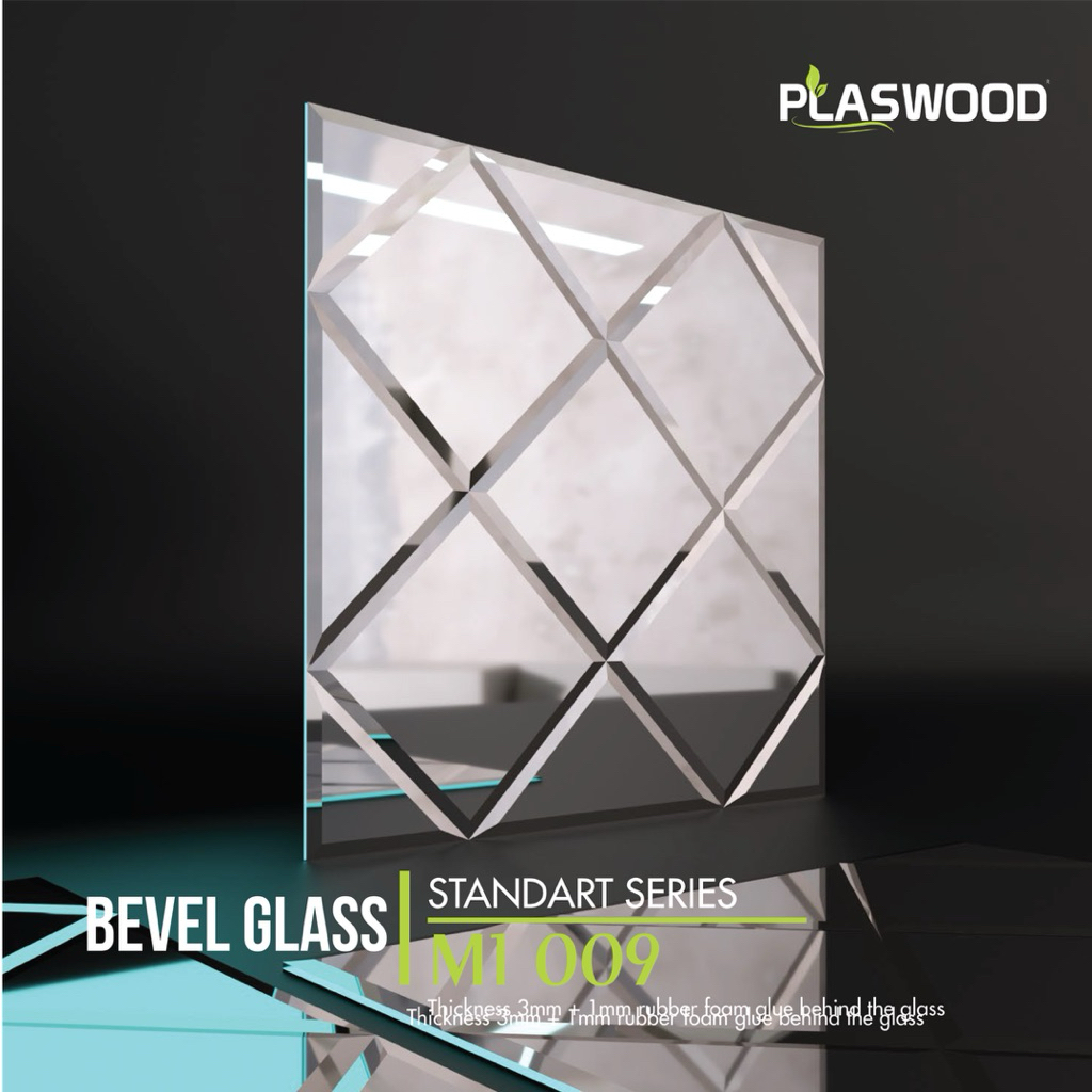 【READY】Kaca Bevel Minimalis Standar 30x30 Cermin Bevel Motif Mewah Interior Desain Ruangan Bevel Gla