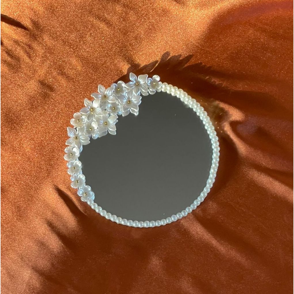CERMIN AESTHETIC MUTIARA BUNGA DIY MIRROR AESTHETIC BEADS FLOWER PEARL MIRROR DECOR CERMIN MAKE UP C