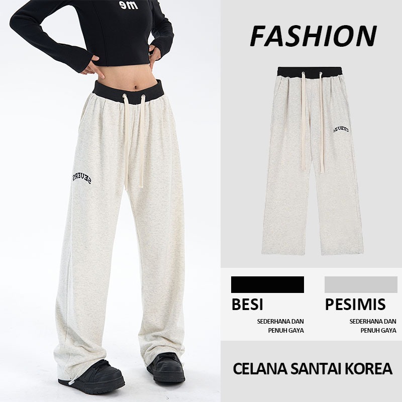 Celana olahraga pria panjang hitam Celana panjang unisex celana kasual celana pria korean style long