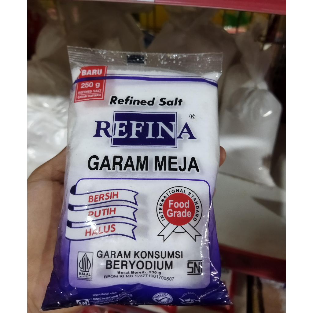 

Refina Garam Meja 250gr / Garam Beryodium / Refined Salt