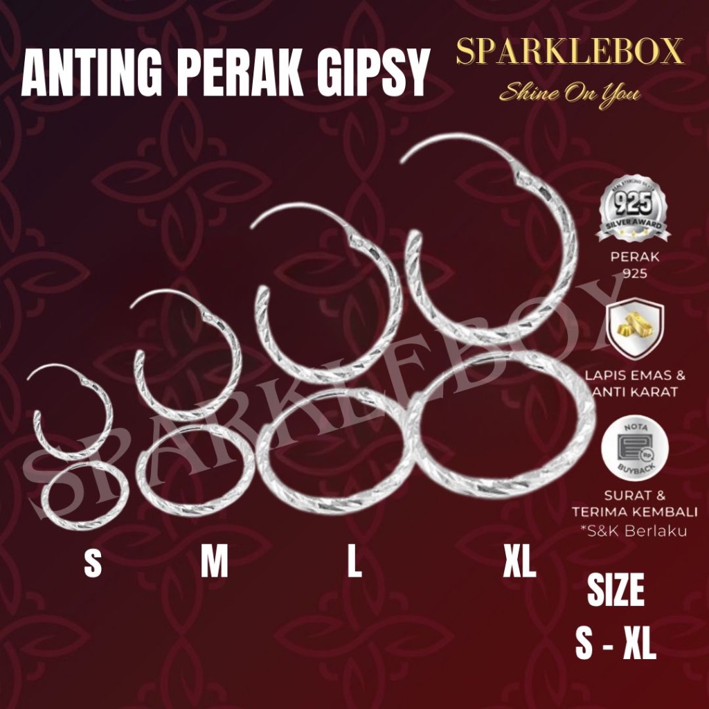 Anting Perak Gipsi - Anting Perak Asli - Anting Silver Gipsy - Anting Perak Anak - Sparkle Box