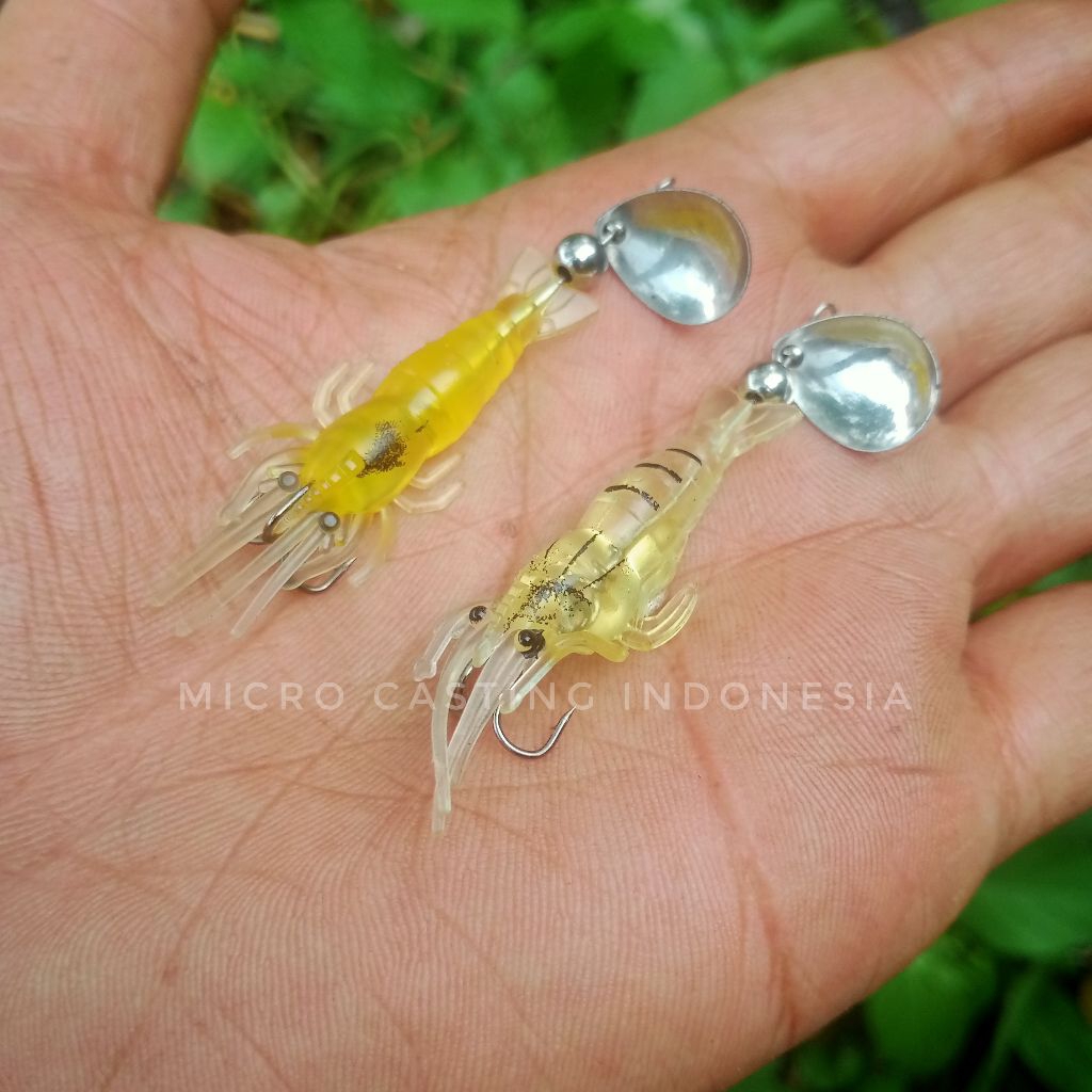 REAL PICT soft lure udang kecil plus treble hook umpan pancing ikan predator