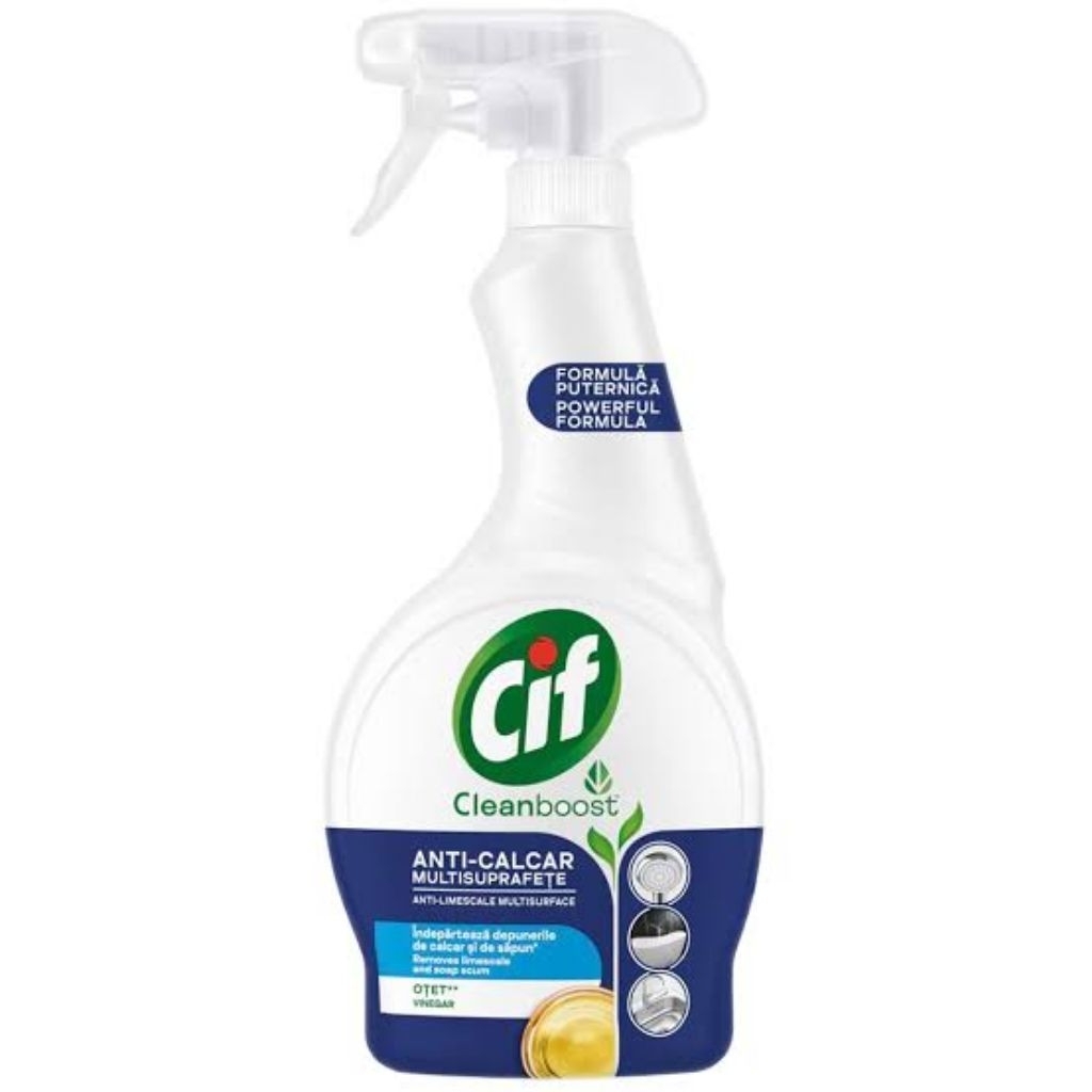 cairan pembersih dapur cif spray cleanboost kitchen anti calcar multisuprafete