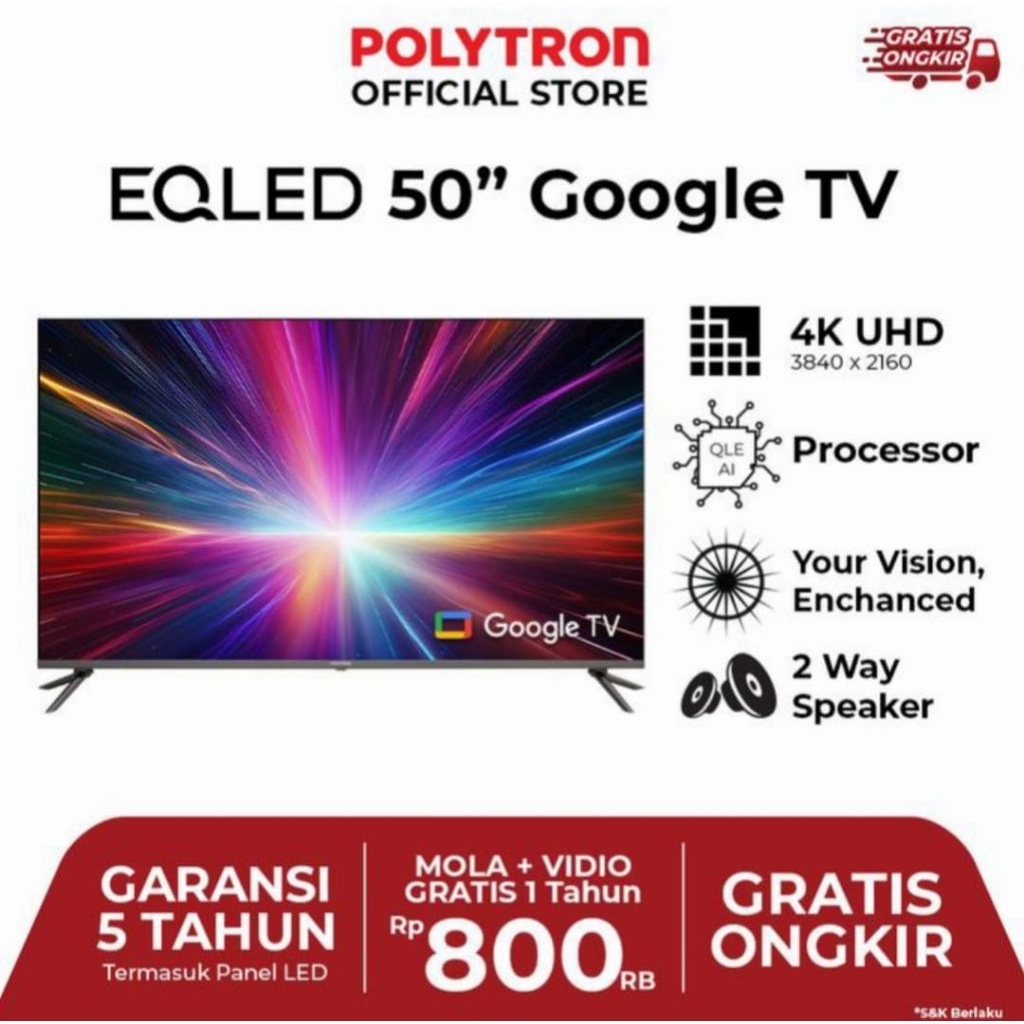 TV LED POLYTRON 50INCH GOOGLE TV EQLED PLD-50QG9059 TV POLYTRON 50INCH GOOGLE TV