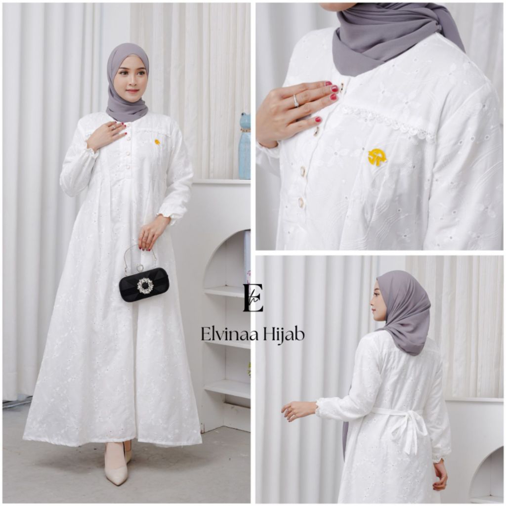 KIRANA DRESS GAMIS KATUN BORDIR BOLONG PREMIUM