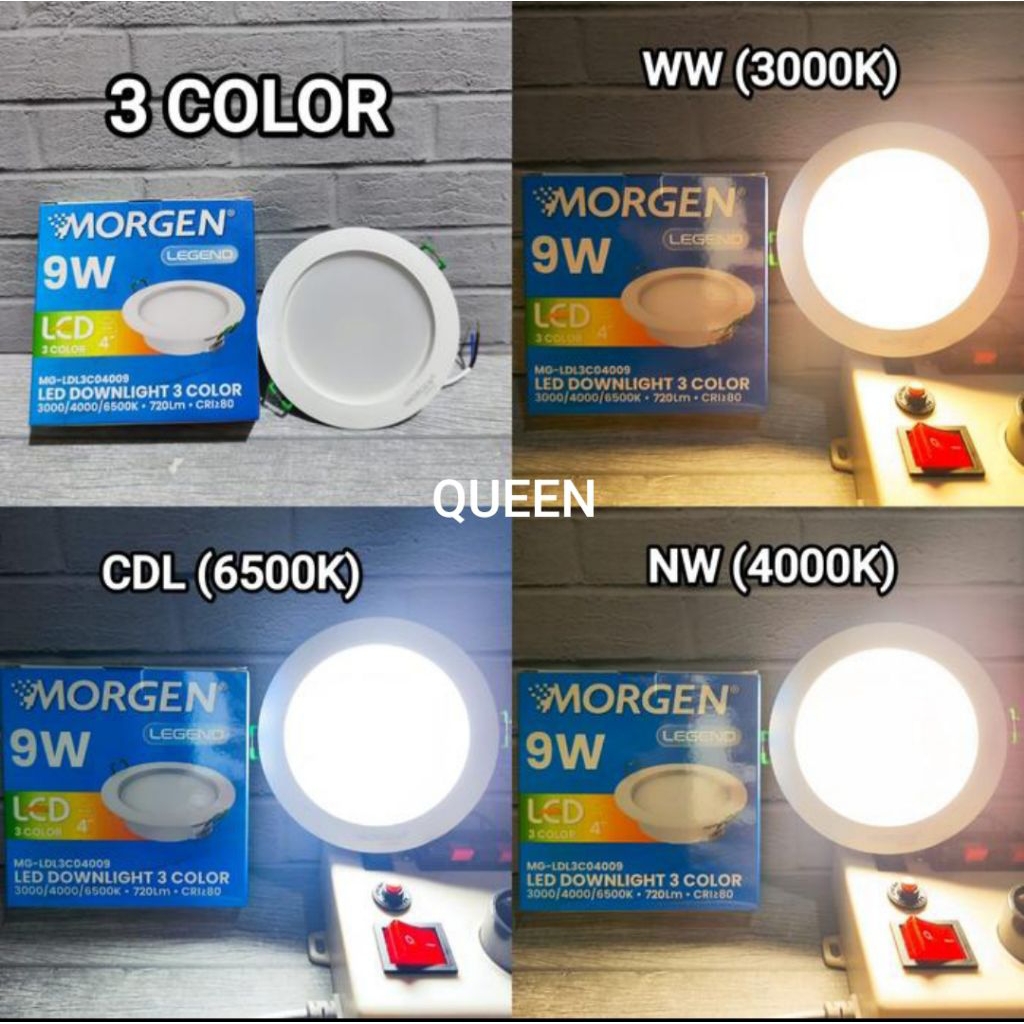 MORGEN LEGEND LED PANEL IB BULAT 9WATT TRI-COLOR SNI