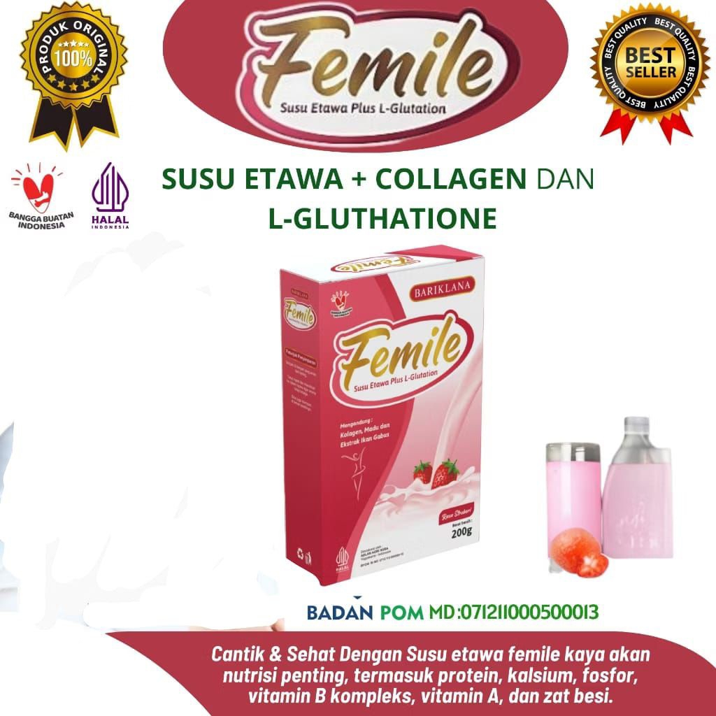 

Femile Susu Etawa Plus L-Glutathione – Cerahkan Kulit, Sehat dari Dalam, Susu Kambing Wanita 200gr