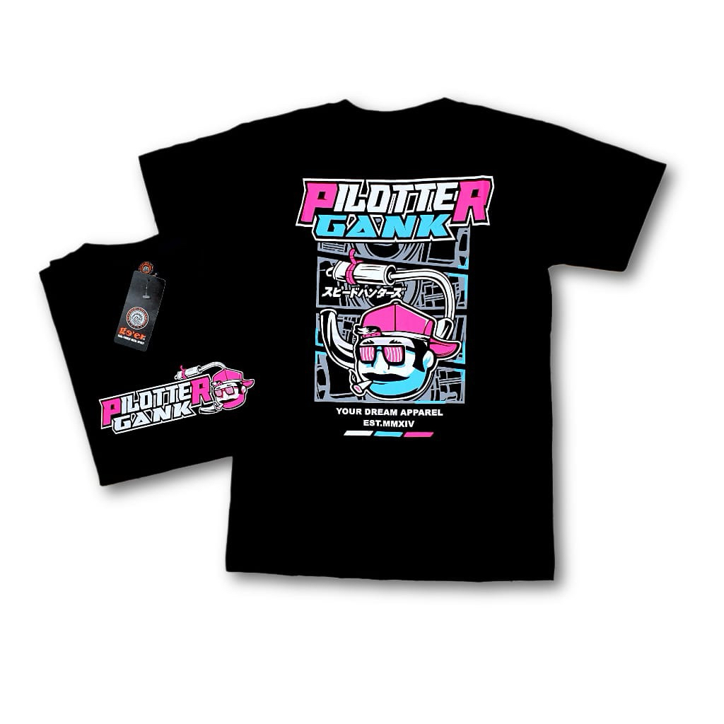 KAOS DISTRO TERBARU MOTIF PILOTER GANK BUKAN OUTFIT BIASA WARNA HITAM