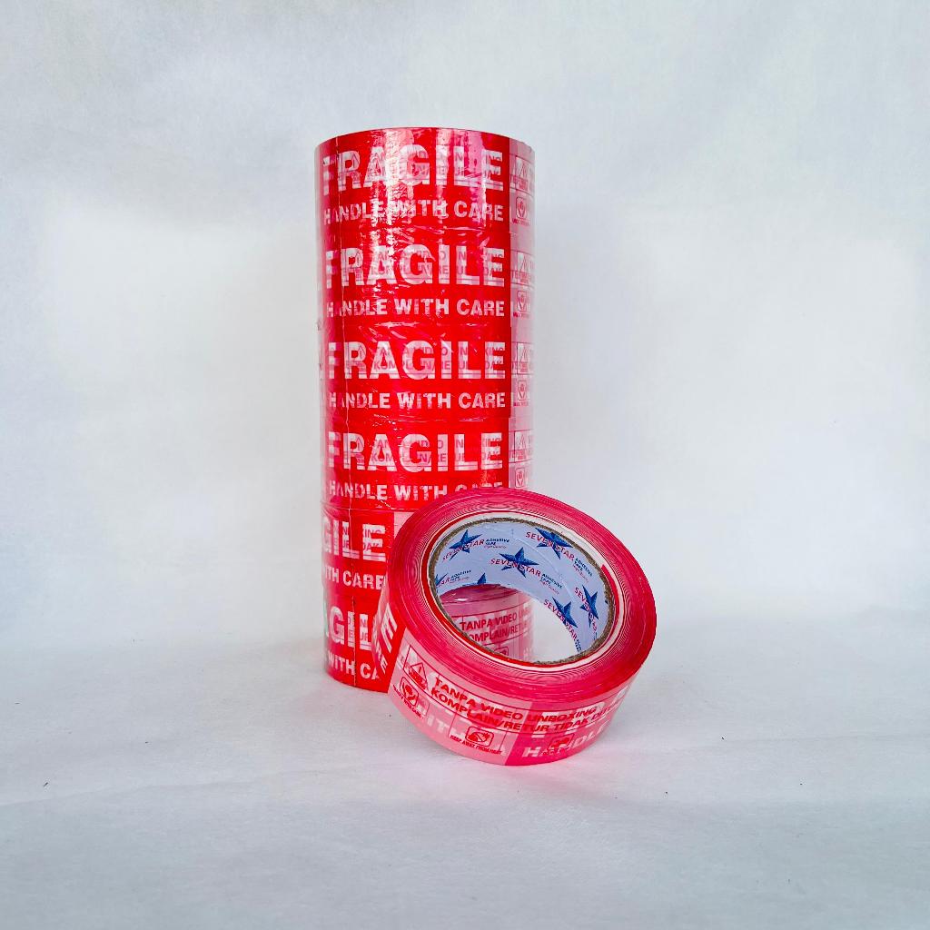 

[TERLARIS] SEVENSTAR Lakban Fragile Unboxing Merah Putih 200 Yard isi 6 Pcs